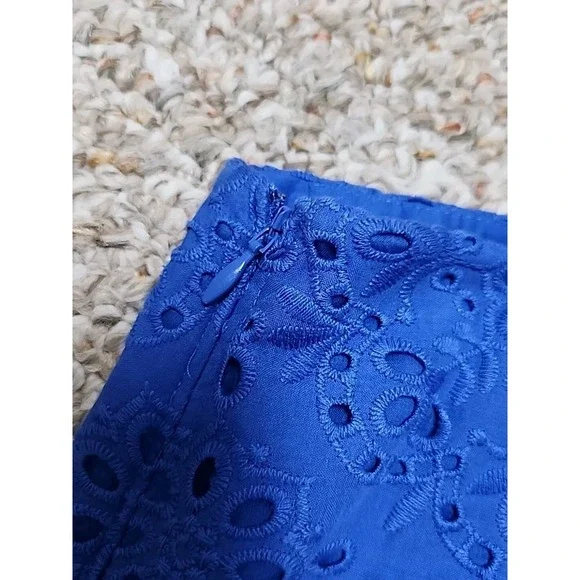 Talbots A-Line Skirt Women's Eyelet Royal Blue Sz 6 NWT cotton lined $109 32x20 - Picture 6 of 14